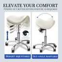 Saddle Stool with Wheels,Rolling Stool,Rolling Chair Ergonomic Swivel Rolling Chair with Hydraulic Lifting Height Adjustable Rolling for Office Medical Massage Salon Drafting(White)