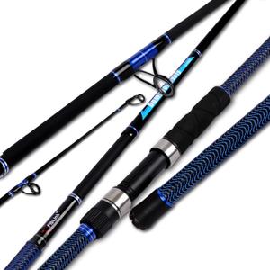 Fiblink Surf Fishing Rod Carbon Surf Spinning Rod Portable Travel Saltwater Beach Blue Surf Rod with SuperPolymer Handle 8'6"/9'/10'/12'/15'