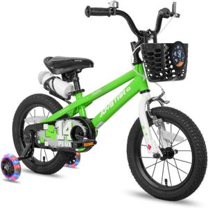 JOYSTAR 12 Inch Pluto Kids Bike with Training Wheels for Ages 3 4 Year Old Boys Girls Toddler Children BMX Bicycle Green
