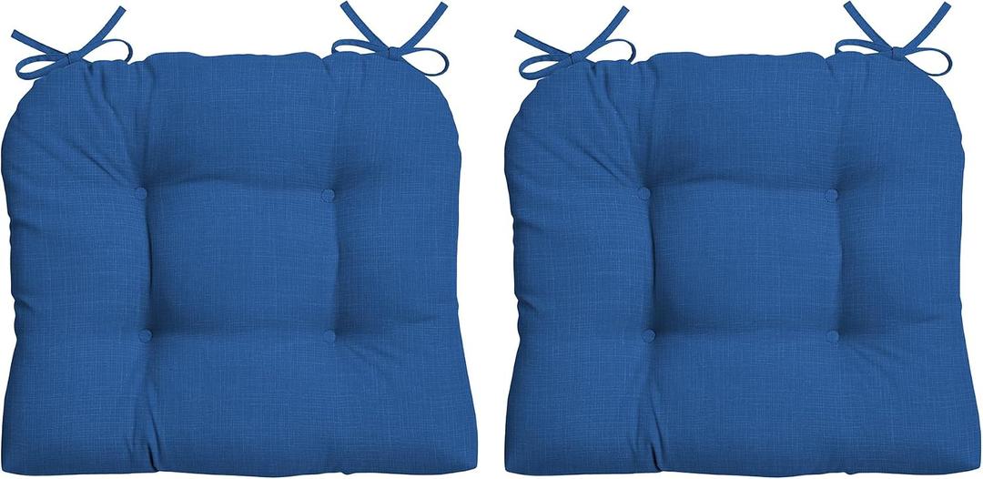 Arden Indoor/Outdoor Rocking Chair Or Wicker Chair Cushion, 2-Pack, 20 x 18, Water Repellent, Rain Proof, Fade Resistant Cushion for Rocking Or Rounded Back Chair Cobalt Blue Texture