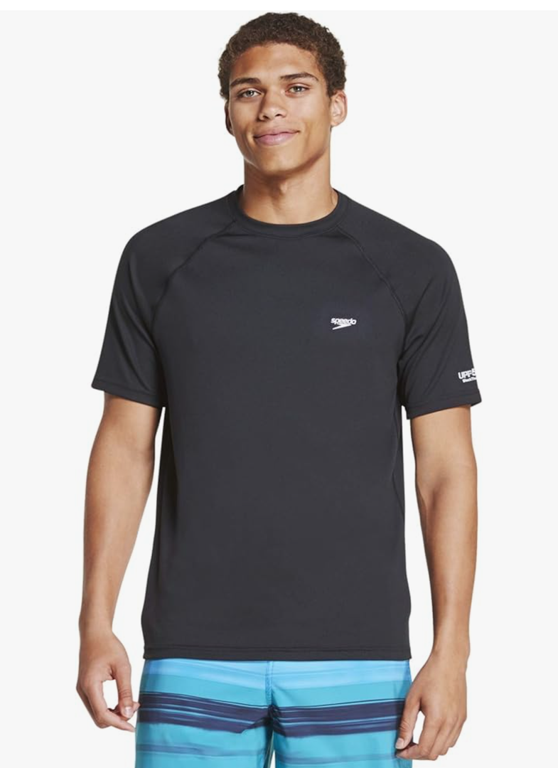 Speedo Men's Uv Swim Shirt Short Sleeve Regular Fit Solid 2 XL