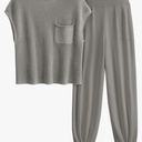 PRETTYGARDEN Womens Two Piece Outfits Sweater Sets Knit Pullover Tops And High Waisted Pants Matching Tracksuit Sweatsuit Set, Size L