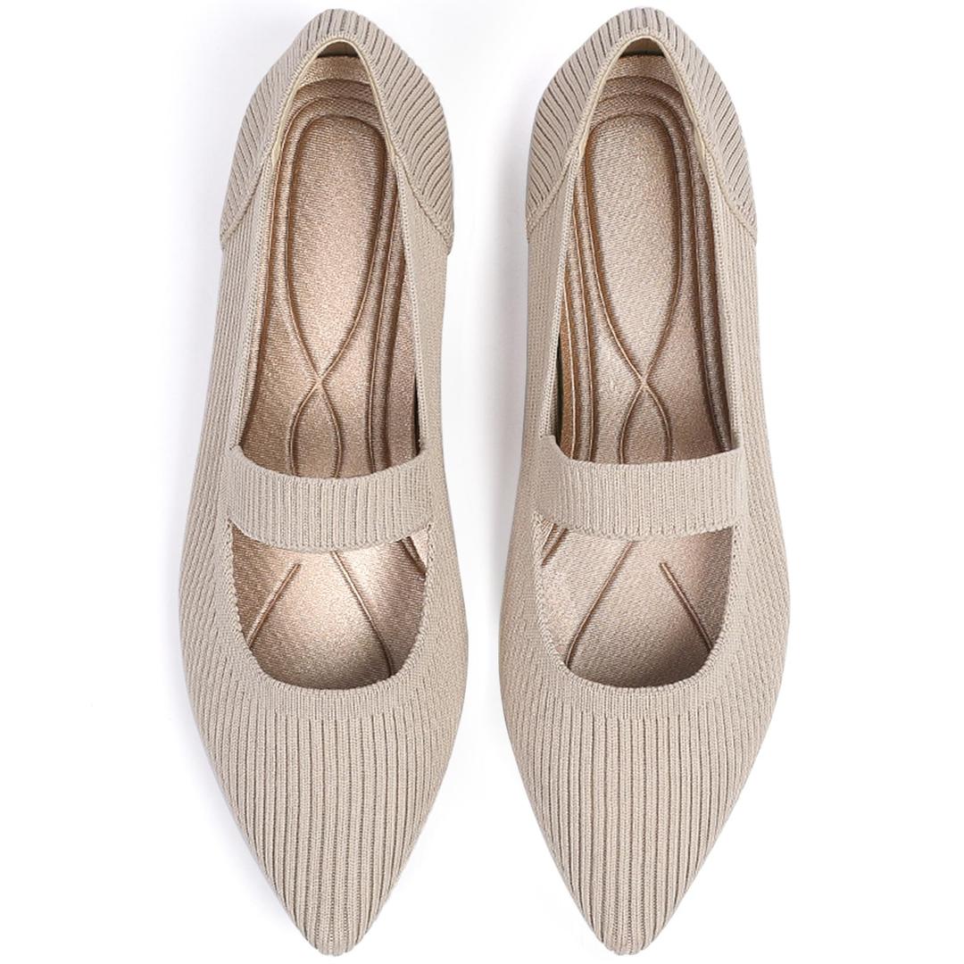 Women's Flats Shoes Pointed Toe Knit Washable Ballet Comfortable Dressy Mary Jane Flat, Size 37