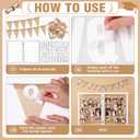 Cinnvoice 39.4x28 Inch Photo Display Board with Clips Number Sticker Burlap Banner Farmhouse Photo Display Rack Rustic Picture Frame Board for Wedding Back to School Party Decor