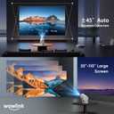 [Built-in Apps & 2026 Upgraded] Mini Projector with WiFi 6 and Bluetooth 5.4 Support 4K 1080P Auto Keystone 180 Rotatable Projector Portable Compatibile with HDMI/TV Stick/Memory Stick/Laptop, White
