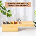 Henoyso 5 x 8 Inch Index Card Holder Set, Bamboo Organizer Box with 50 Dividers & 2 Sheets Alphabet Number Stickers File Note Holders, Holds 1200 Cards for Office Business Home Kitchen, Wooden Color