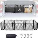 BUMBEE Heavy Duty Mesh Cargo Net 3 Pocket Trunk Bed Storage for 2005-2024 Toyota Tacoma Car, SUV, Pickup Truck Bed with Metal Carabiners Storage Bag(46x14x17Inch)