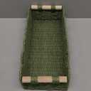 CubesLand Toilet Paper Storage Basket Scalloped Edge Home Decor Green Basket, Living Room Cozy Decor, Paper Rope Small Baskets for Over Toilet Storage Shelf, End Table, Shelves, with 2 Wooden Handles, Size: M - 14"L x 6.3"W x 3.9"H