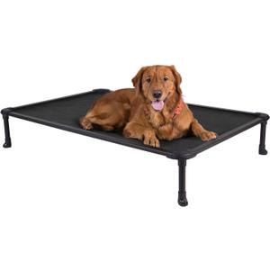 Veehoo Chew Proof Elevated Dog Bed - Cooling Raised Pet Cot - Rustless Aluminum Frame and Durable Textilene Mesh, Unique Designed No-Slip Feet for Indoor or Outdoor Use, Black, X-Large, CWC2002