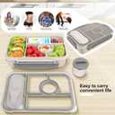 4 x Lunch Box for Adults/Kids/Toddler,5 Compartments Bento Lunch Containers with Sauce Vontainers,Microwave & Dishwasher & Freezer Safe,BPA Free(White)