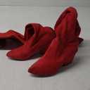 N.N.G Women Over the Knee Boots Thigh High Suede Block Winter Low Above Flat Long OTK Comfort Pointed toe (9, Red)