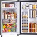 DUMOS 3.2 Cu.Ft Mini Fridge with Freezer, Single Door Refrigerator with Adjustable Thermostat, Compact Small Fridge for Bedroom, Office, Dorm, Black, Single Door, 18"*18"*31.2"