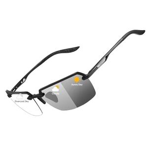 BIRCEN Mens Metal Photochromic Sunglasses: Ultra-light Rimless Shades UV Protection Al-Mg Sun Glasses for Driving Cycling Summer