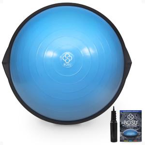 Bosu Balance Ball Exercise Trainer, Home Gym Equipment w/ Guided Workouts & Pump, 26", Blue - Inflatable Fitness Platform for Strength Training, Standing, Balancing, and Core Workout (Light Blue/Black)
