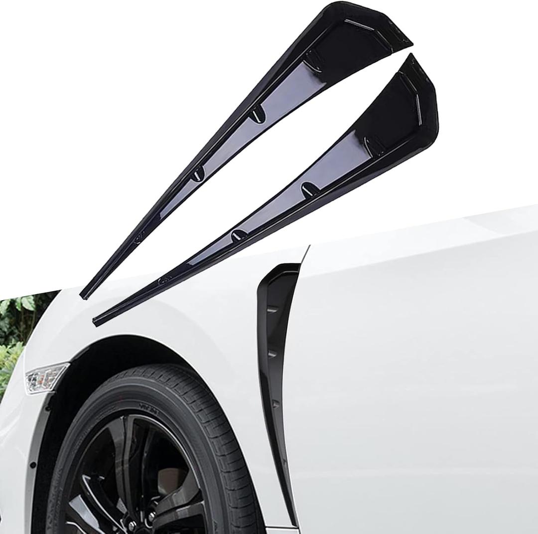Ijuicy 2 PCS Car Fender Side Vents, Carbon Fiber Spoiler Body Fender Decorative Stickers, Air Flow Intake Hole Grille Carbon Fiber Car Accessories, for Most Cars (Gloss Black)