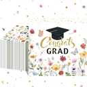Sabary 100 Pcs Wildflower Graduation Napkins Floral Congrats Grad Party Paper Napkins Class of 2026 Disposable Cocktail Dinner Hand Towels for Freshly Graduated Party Decorations(Colorful)