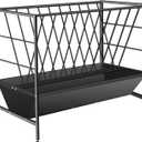 Pasture Hay Feeder 69 Gallon, Livestock 2 in 1 Hay and Grain Feeder, Heavy-Duty Galvanized Metal Goat Feeder with 2 Trays, Pasture Feeder for Goat, Sheep, Foal, Sheep
