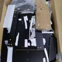 YITAHOME Vanity Desk with Mirror and Power Outlet, Fluted Vanity Table Set with Hidden Jewelry Storage, Big Makeup Desk with 4 Drawers, Black Dressing Table with Cushion Stool, 3 Lighting Color Modes