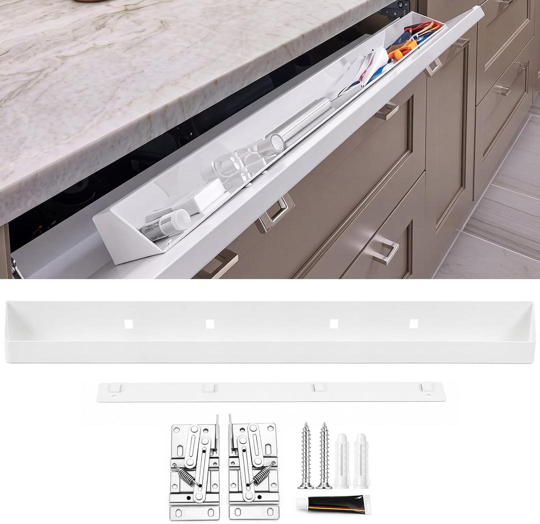 Zonon 1 Set 30 Inch Tip Out Sink Tray with Hinges, Kitchen Drawer Organizer