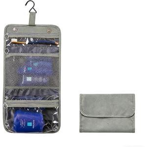 Small Hanging Toiletry Travel Kit, Portable Hanging Organizer Toiletry Bag, Sage gray-green Bathroom Bag For Traveling,Foldable Cosmetic Bag,Makeup Accessories