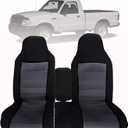GXARTS 2Pcs 60/40 High Back Bench Seat Cover Black & Deep Gray Compatible with Ford Ranger 2004 2005 2006 2007 2008 2009 2010 2011 2012 (Without Console Cover)