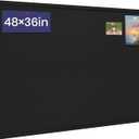 Large Bulletin Board, 48 X 36 inches Felt Board Notice Pin Board, 4' x 3'Cork Board Alternative for Wall, Self-Adhesive Vision Board Mood Board Foldable Photo Board with 30 Pushpin (Black)