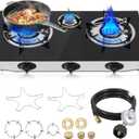 Propane Gas Cooktop,3 Burners Gas Stove portable gas stove, 0.28"Tempered Glass, Auto Ignition Camping 3 Burner LPG for RV,Apartments,Outdoor
