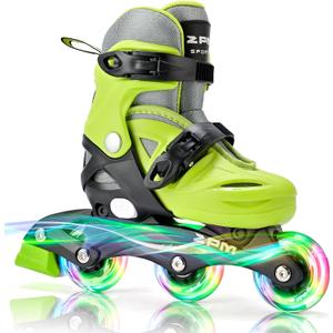 2PM SPORTS Inline Skates with Light Up Wheels, Roller Skates Blades for Boys Girls Kids Ages 5-8 8-12 4-6 6-12, Size Adjustable Beginner Blades Roller Skates for Youth Women Beginner Friendly (Small - Little Kid, Yellow)