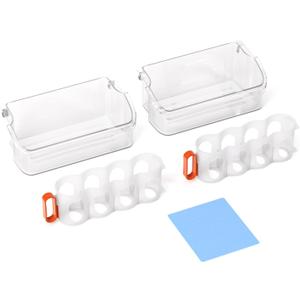 2PCS 240324502 Refrigerator Door Bin Shelf Replacement Compatible with Frigidaire, Kenmore Refrigerators, Replaces Part 240324510 240324511 240324513 240324514 (With 2 Pcs Can Organizer)