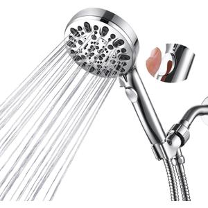 Shower Head with Handheld 7 Spray Combo,Hand Held Showerhead with On/Off Switch,High Pressure Detachable Shower Heads with 60" Long Hose (Chrome)