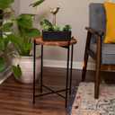 BIRDROCK HOME Folding Side Table with Removable Wood Tray - Modern Accent, Foldable End Table for Living Room, Bedroom - Portable Serving Tray for Decoration, Coffee, Drinks & Food - Natural Acacia, 16 x 16 x 22