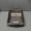 P&P CHEF 16" Roaster Roasting Pan with Baking Rack and V-shaped Rack, Stainless Steel Rectangular Lasagna Pan with Handles for Turkey Chicken, Healthy & Dishwasher Safe, 3 Pieces, Silver