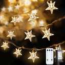 JOLYMOLY Star String Lights Plug in, 59 Ft 100 LED Star Fairy Lights with Remote Timer, Connectable Waterproof for Bedroom Wedding Party Indoor Outdoor Dcor, Warm White
