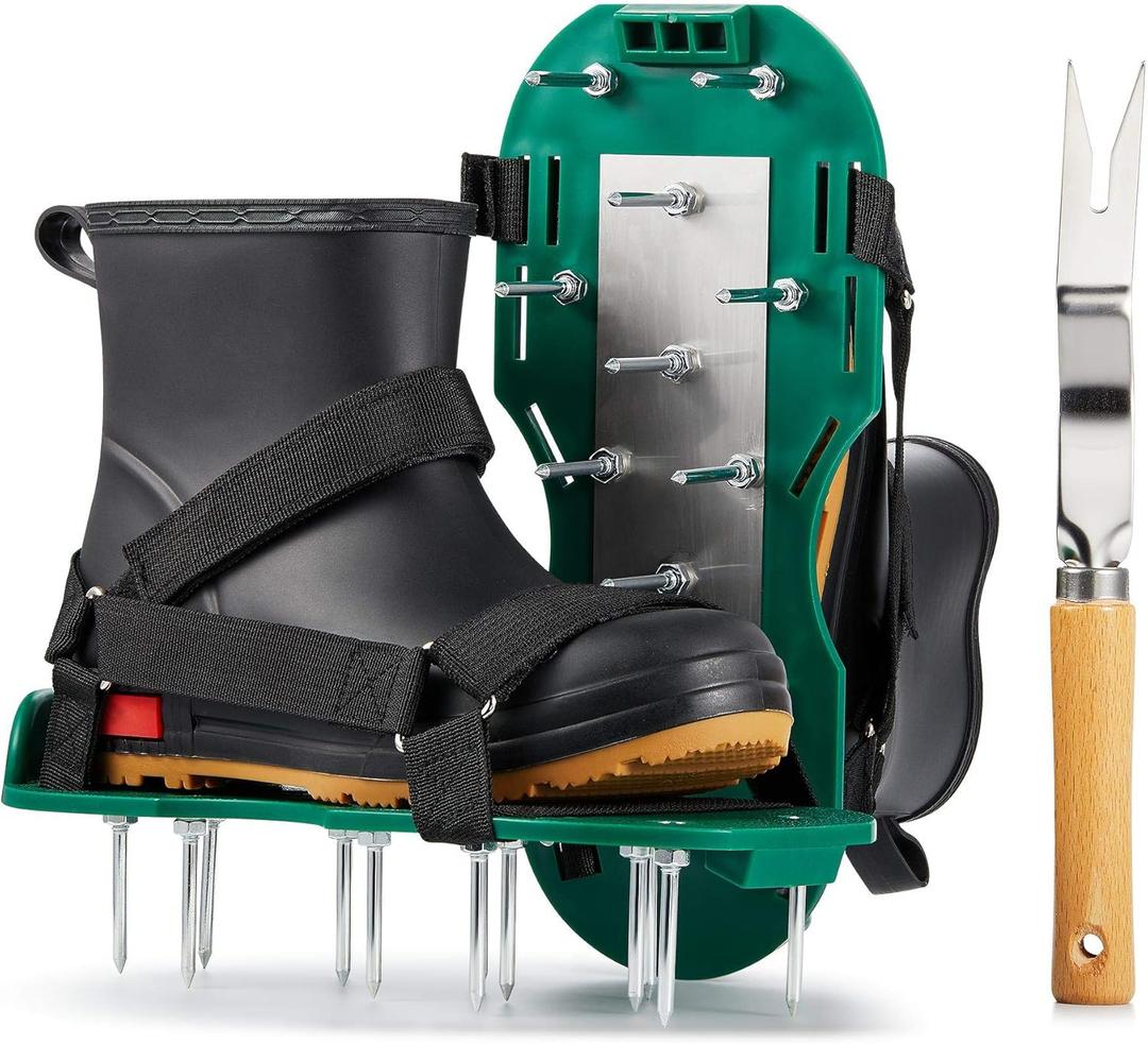 Lawn Aerator Shoes, Uniquely Designed Aerator Shoes with Stainless Steel Plate, Free Installation Heavy Duty Spiked Aerating Sandals,Easy Use for a Healthier Yard and Garden Lawn