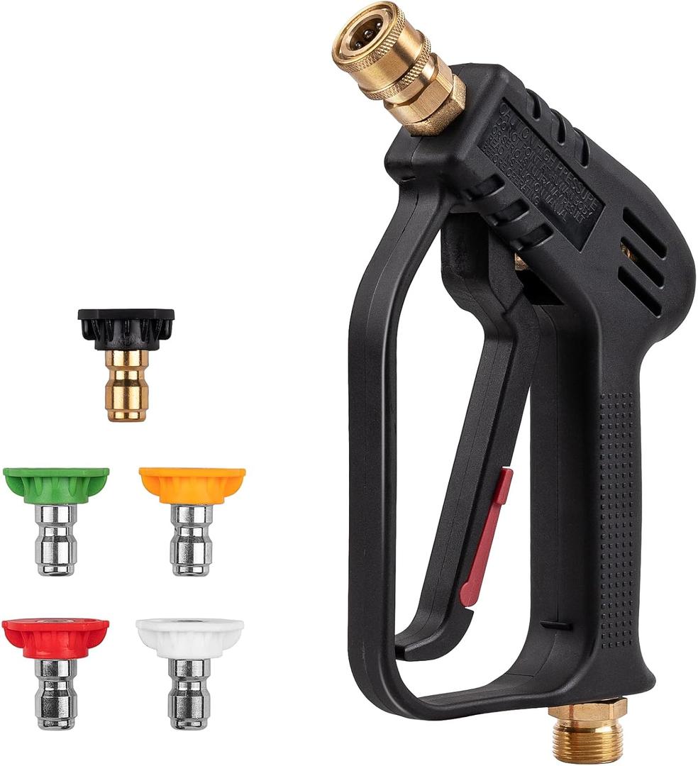 Pressure Washer Gun, Max 4000 PSI with 5 Colorful Nozzles, 1/4" Quick Connect Nozzles, Applicable to M22-14 Threaded Interface