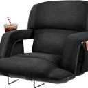 Extra Wide Bleacher Chairs with Back and Cushion Folding Stadium Chairs, Sofa Style Design 6 Reclining Positions Waterproof Bleacher Seats (1, Black, Wide-26in)