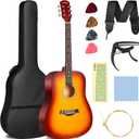 CAHAYA Acoustic Guitar For Beginner 41-inch - Full Size Wood Guitar Kit for Kids and Adults with Guitar bag Brass strings Capo String Pick and Clean Cloth for Gift CY0353 (Orange)