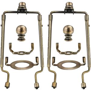 7 8 9 10 inch Lamp Shade Harp Holder,Adjustable Lamp Harp Kit,Fit Both Standard Lamp Rod and E26 Light Base UNO Fitter Adapter,with 2 Shade Attaching Finial Top (Bronze Color - 2 Set)