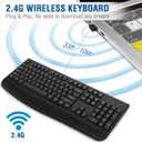 EDJO Wireless Keyboard, 2.4G Ergonomic Full Size Wireless Computer Keyboard with Wrist Rest for Windows, Mac OS Desktop/Laptop/PCBlack