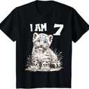Kids 7 Years old 7 birthday Snow Leopards Boy girl Snow Leopard T-Shirt, Size S