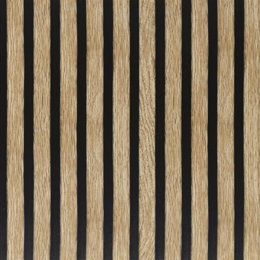 Arthome 17''x120'' Wood Slat Wallpaper, Peel and Stick Self Adhesive Wood Wallpaper PVC Vinyl Decorative Removable Wallpaper Waterproof Faux Wood Grating Stripe Contact Paper for Living Room Bedroom (Beige)