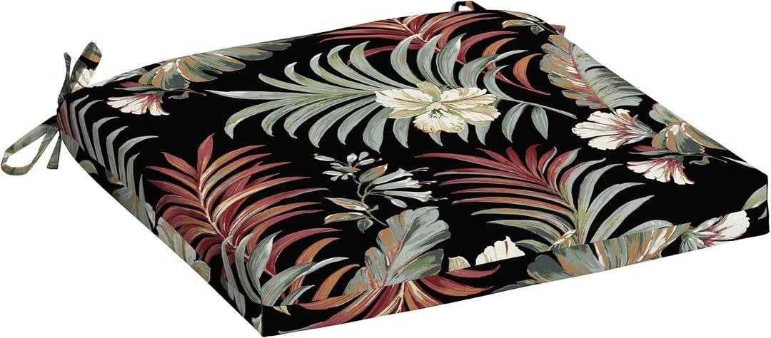 Arden Indoor/Outdoor Seat Or Rocking Chair Cushion, 19 x 18, Water Repellent, Rain Proof, Fade Resistant Cushion for Rocking Or Dining Chairs Simone Black Tropical