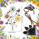 DETENE Metal Sunflower Wall Decor with Butterfly 3D Colorful Outdoor Wall Art Fence Decorations for Patio Metal Flowers Wall Hanging Ornament for Garden Porch Living Room Balcony Farmhouse