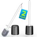 Silicone Toilet Brush, L-Shaped Toilet Brush and Holder Set, Bathroom Toilet Brush with Long Non-Slip Handle, Wall Mounted or Floor Standing Design, for Home and RV Use