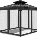 Gazebo Universal Replacement Mosquito Netting, 10' x 12' Outdoor Mesh Netting Screen 4-Panel Sidewall with Zipper for Patio Canopy Garden Porch Pergolas and Backyard, Black(Mosquito Net Only)