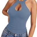LYANER Women's Halter Neck Cut Out Y2K Cami Sexy Top Ribbed Knit Sleeveless Slim Fit Crop Tops (XXL)