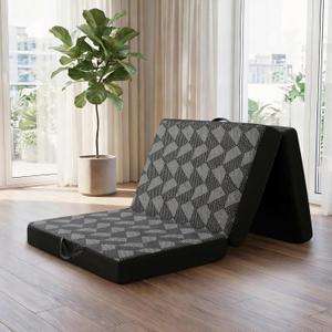 Tri Folding Mattress - Memory Foam Tri-fold Mattres, Handle & Non-Slip Bottom, Portable Foldable Sofa Bed Floor Chair for Travel RV Camping Guest Yoga