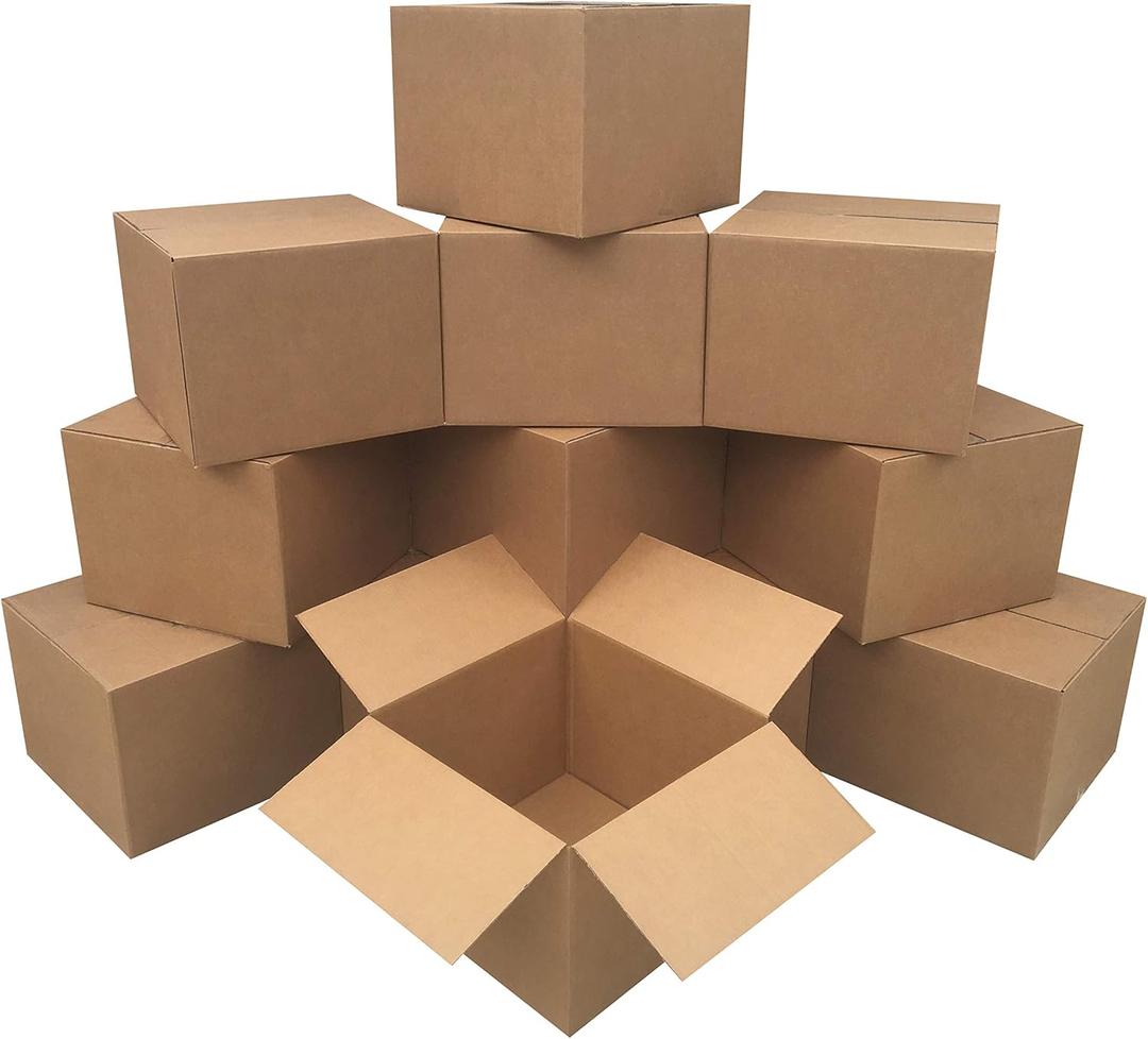 Amazon Basics Cardboard Moving and Storage Boxes, 12 Pack, Large, Brown, 20" x 20" x 15"