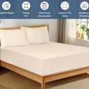 Royale Linens 100% Organic Cotton Fitted Sheet - Percale Weave - Super Soft Deep Pocket Bottom Sheets - White Elastic Sheet Full Size - Full Fitted Sheets Only - (54"x75"+15", Cream)