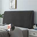 DUJUIKE Bed Slipcover, Stretch Cover, Dustproof Protector for Linen Fabric Tufted Upholstered Headboard (Jet Black, King Headboard Length (79"-86"))